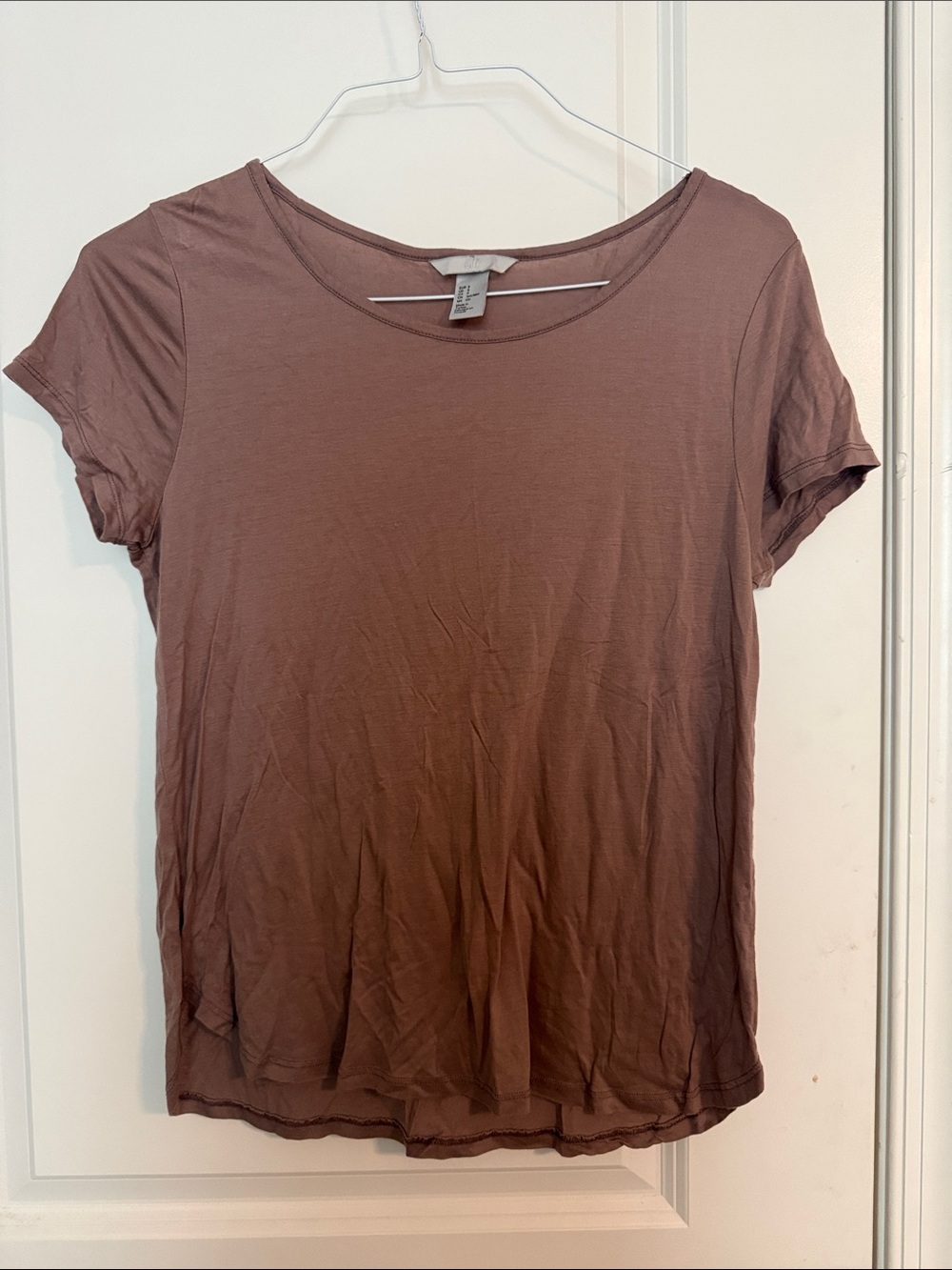 H&M Women's Short Sleeve Scoop Neck Tee in Mauve